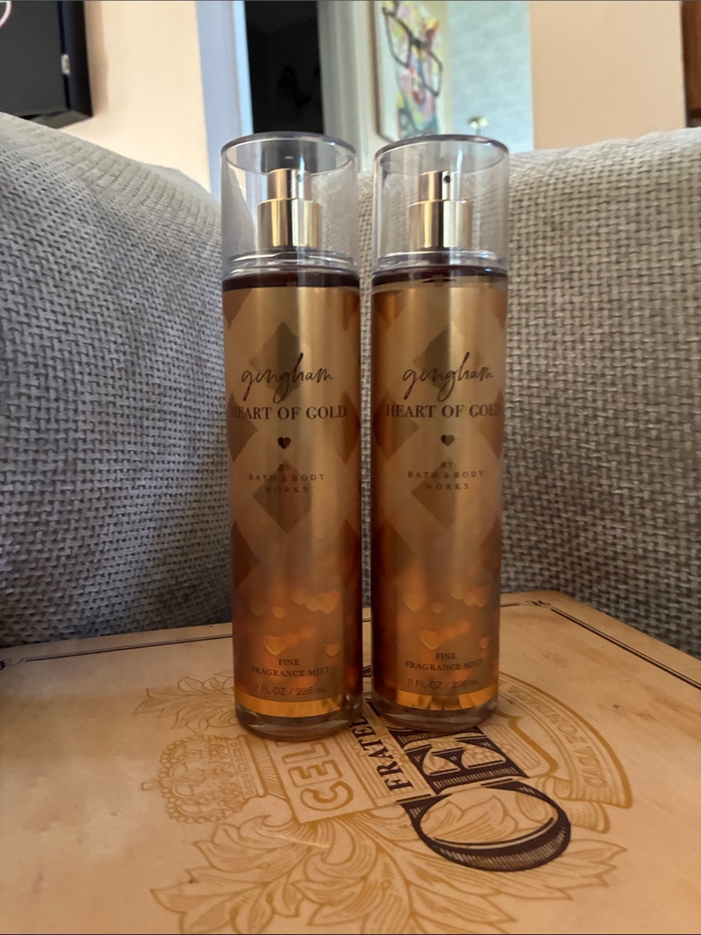 Bath & Body Works Gingham Heart of Gold Fine Fragrance Mist - Gold Bottle